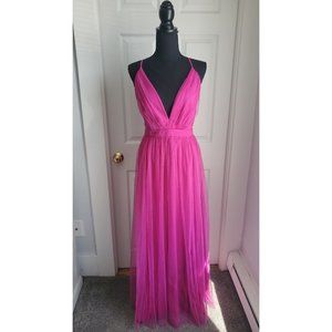Lulu's Magenta Pink Backless Maxi Dress